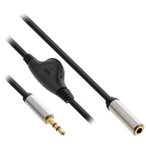Smukły kabel audio 3,5 mm M/F, z regulacją głośności 0,25 m