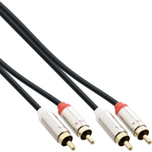 Cienki kabel audio 2x RCA M/M, stereo, 0,5 m