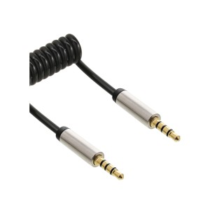Spiralny kabel audio Slim 3,5 mm męski / męski 4-pinowy stereo 1 m