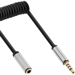 Kabel spiralny Slim Audio 3,5 mm męski/żeński, 4-pinowy, stereo, 0,5 m