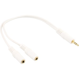 Kabel stereo Y, 3,5 mm stereo M na dwa 3,5 mm stereo F, biały/złoty, 0,1 m