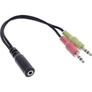Kabel adaptera zestawu słuchawkowego audio, 2x 3,5 mm M na 3,5 mm F 4pin, CTIA, 0,15 m