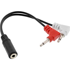 Kabel adaptera słuchawek Audio Plane, 2x 3,5 mm M na 3,5 mm F 3 piny, 0,15 m