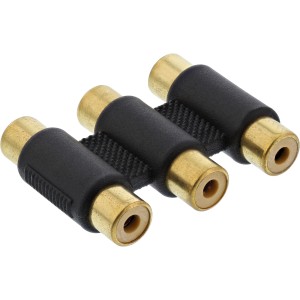 Adapter audio 3x RCA żeńskie / żeńskie, pozłacane