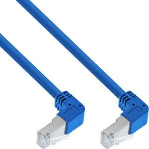 Kabel krosowy dwustronny, kątowy, S/FTP, kat. 6, 250 MHz, niebieski, 3,43 m