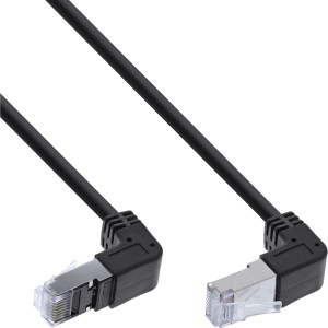 Kabel krosowy kątowy góra/dół, S/FTP (PiMf), kat.6, czarny, 2,36m